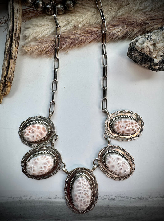 Jeff Largo Pink Natrolite Statement Necklace