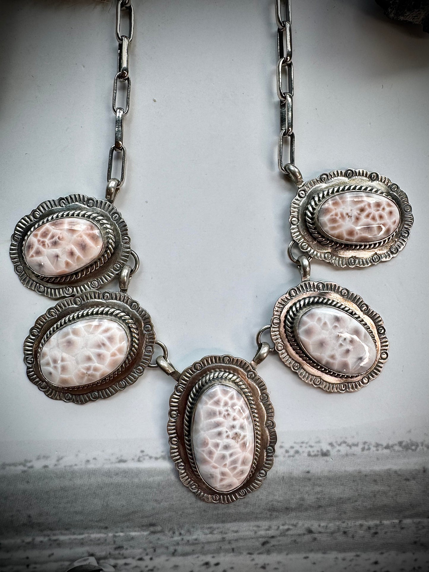 Jeff Largo Pink Natrolite Statement Necklace