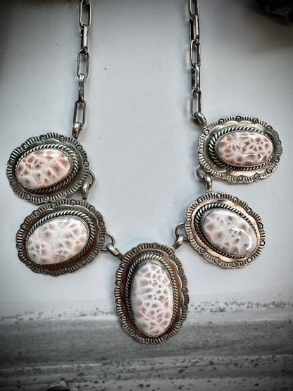 Jeff Largo Pink Natrolite Statement Necklace