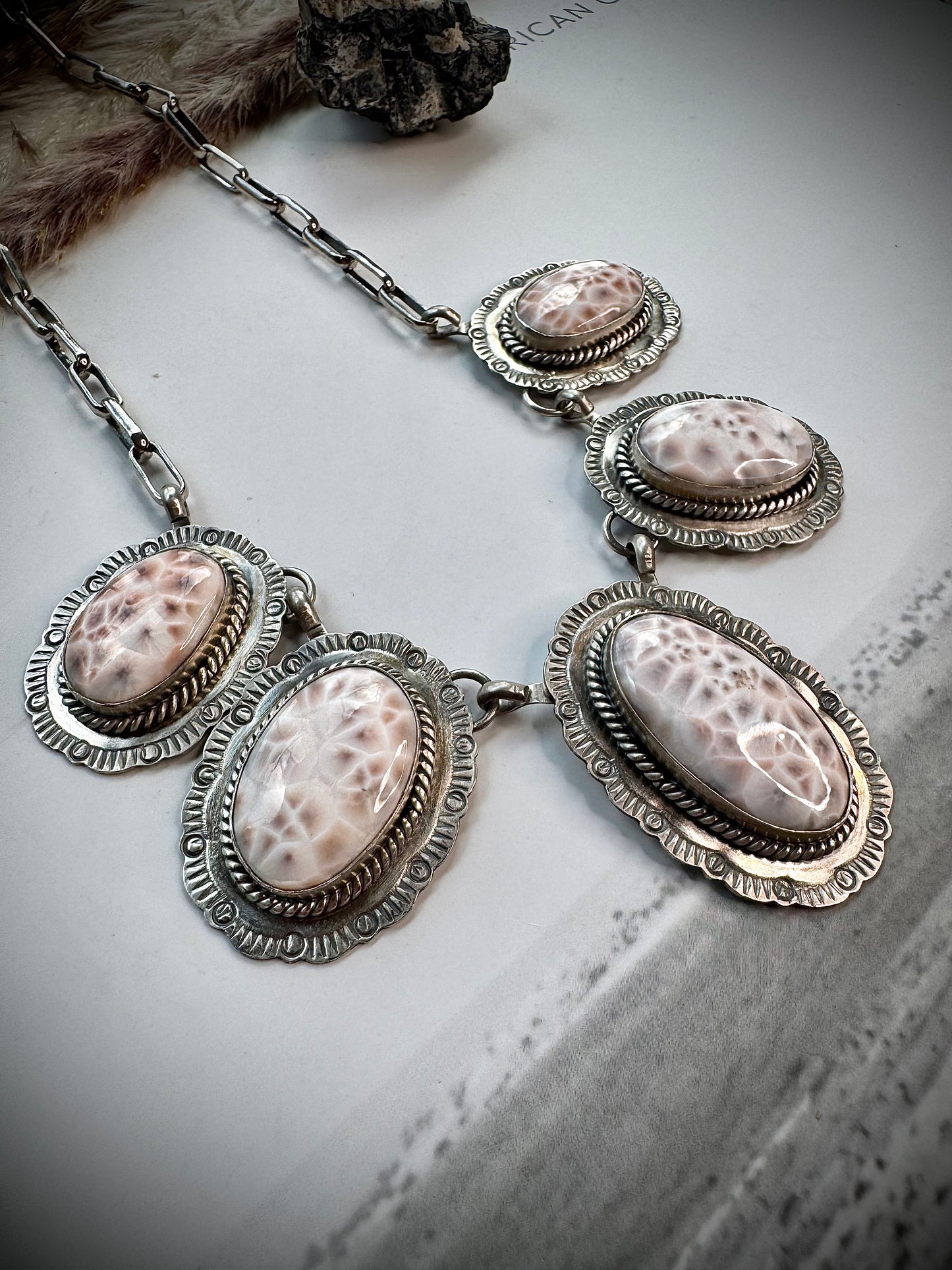 Jeff Largo Pink Natrolite Statement Necklace