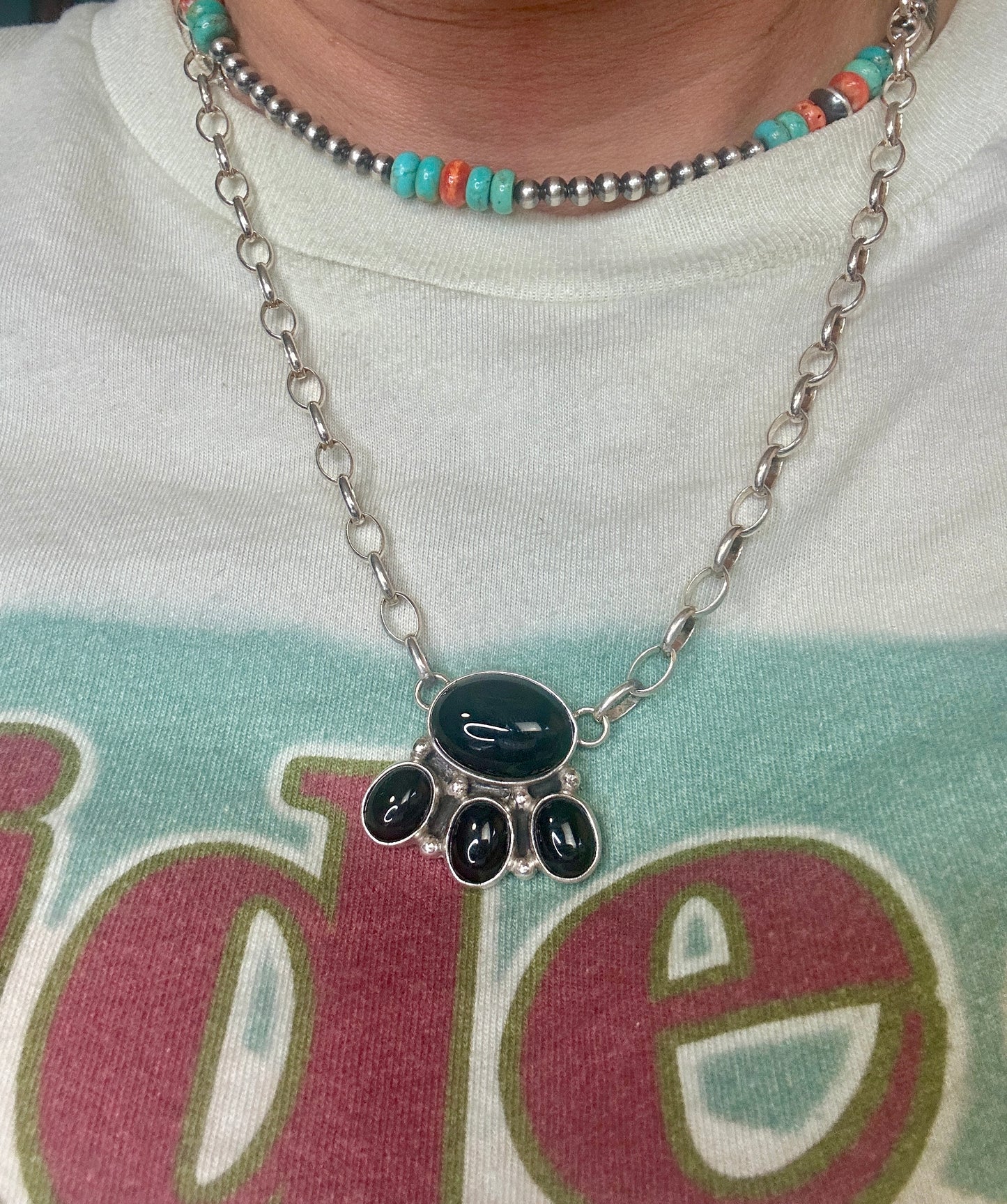 Four Stone Onyx Necklace