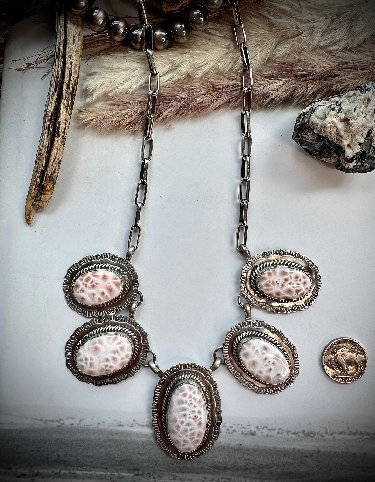 Jeff Largo Pink Natrolite Statement Necklace