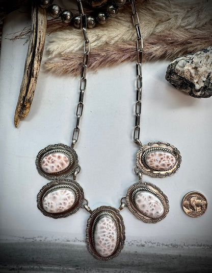 Jeff Largo Pink Natrolite Statement Necklace