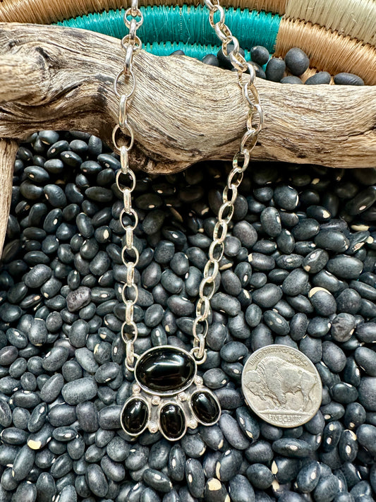 Four Stone Onyx Necklace