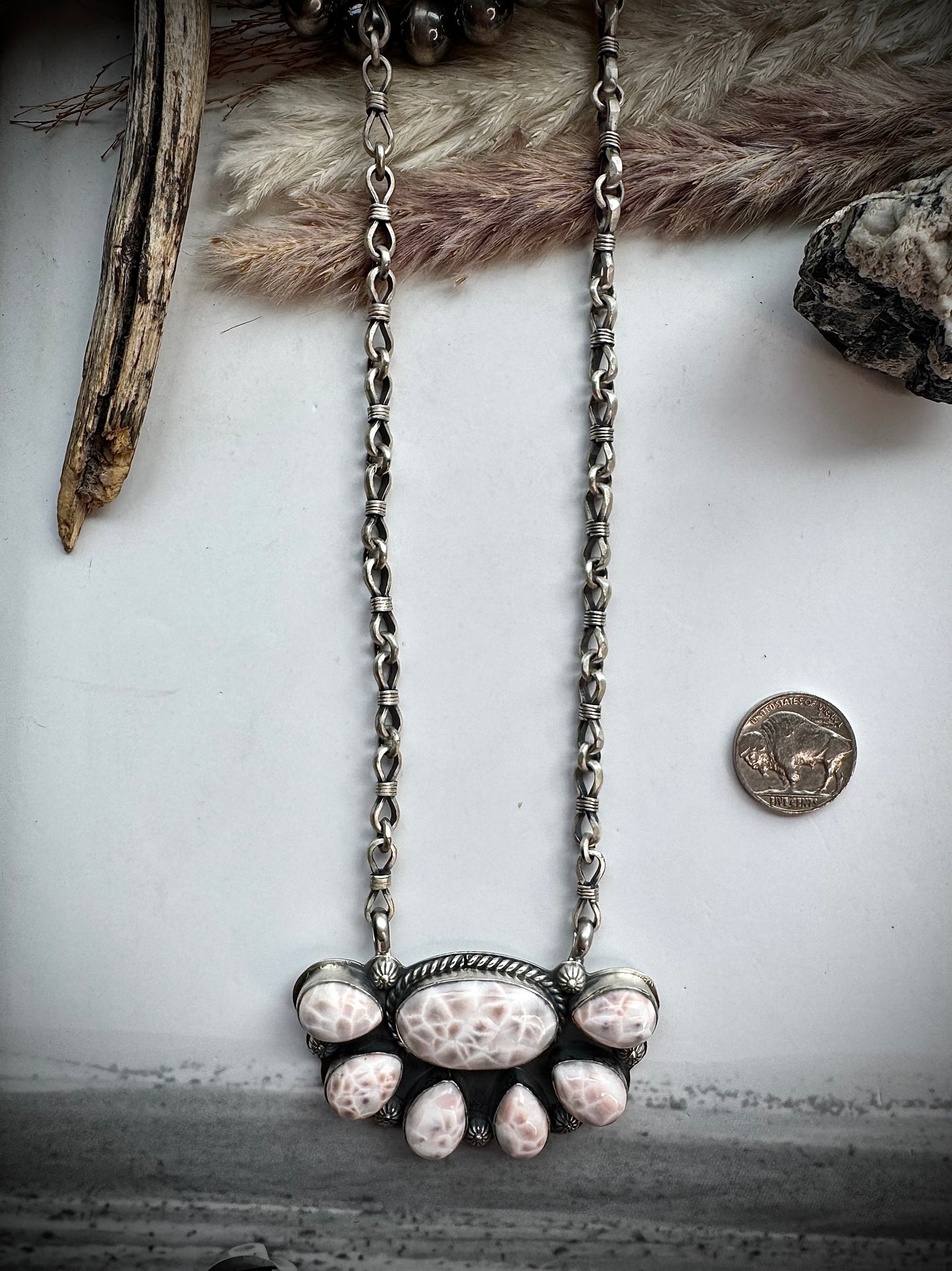 Pink Natrolite Necklace by Jeff Largo