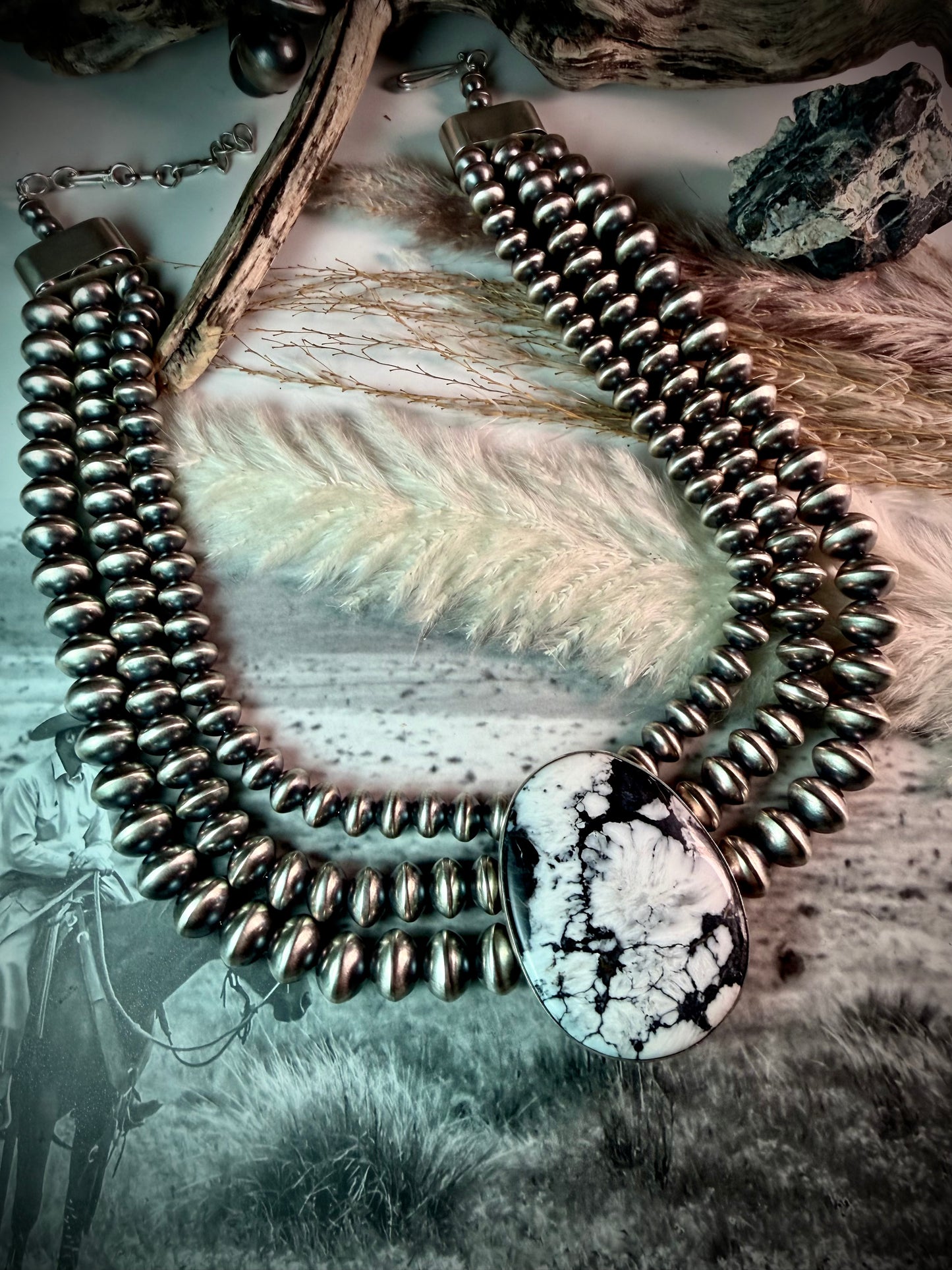 White Buffalo & Sterling Silver Princess Necklace by Eugene Gruber & Bryannen Halwood