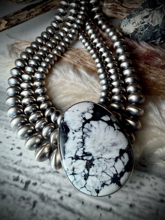 White Buffalo & Sterling Silver Princess Necklace by Eugene Gruber & Bryannen Halwood