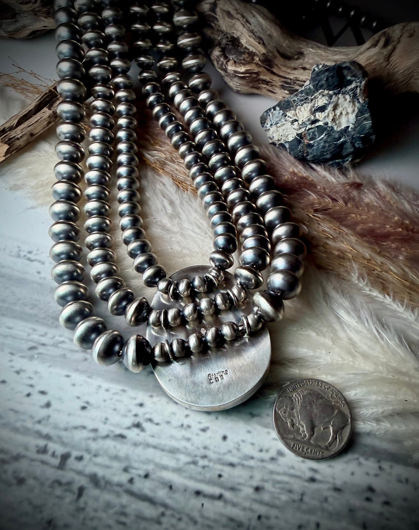 White Buffalo & Sterling Silver Princess Necklace by Eugene Gruber & Bryannen Halwood