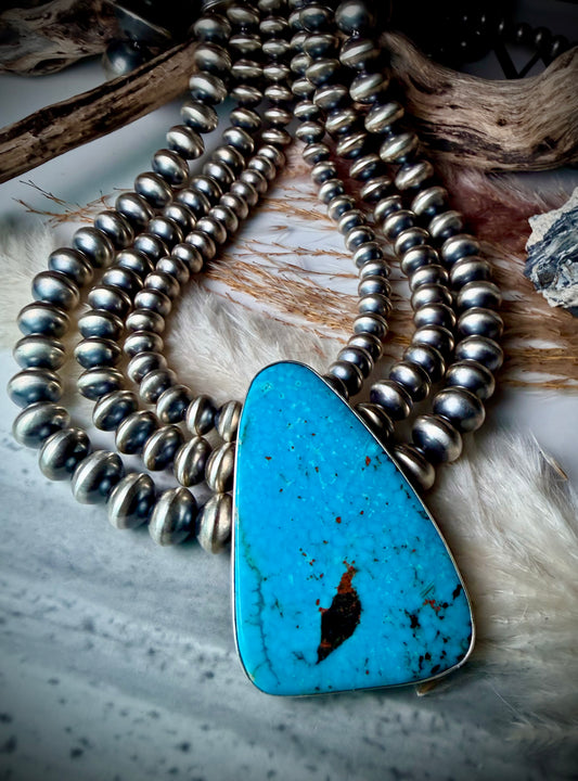 Ithaca Peak Turquoise & Sterling Silver Princess Necklace by Eugene Gruber & Bryannen Halwood
