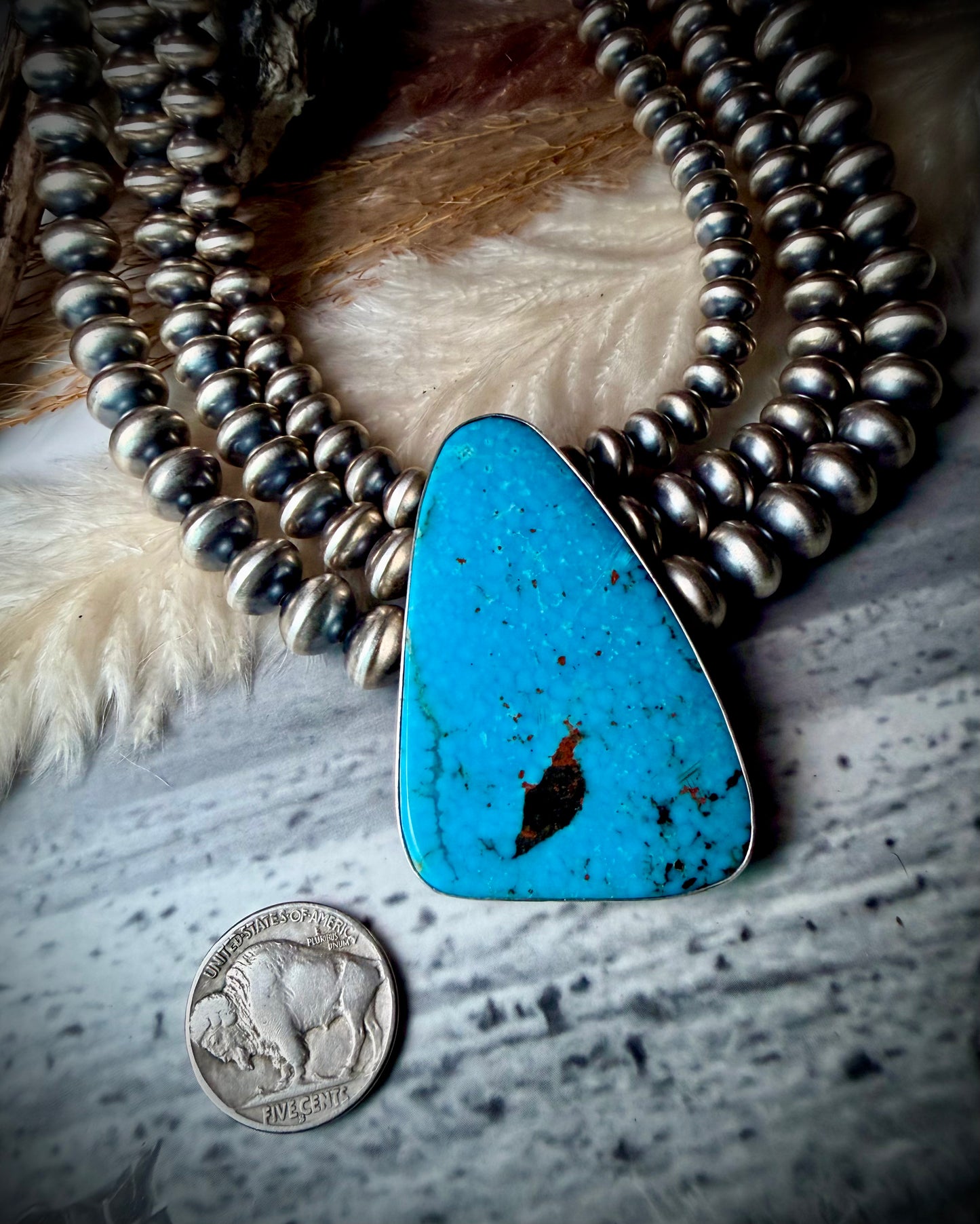 Ithaca Peak Turquoise & Sterling Silver Princess Necklace by Eugene Gruber & Bryannen Halwood
