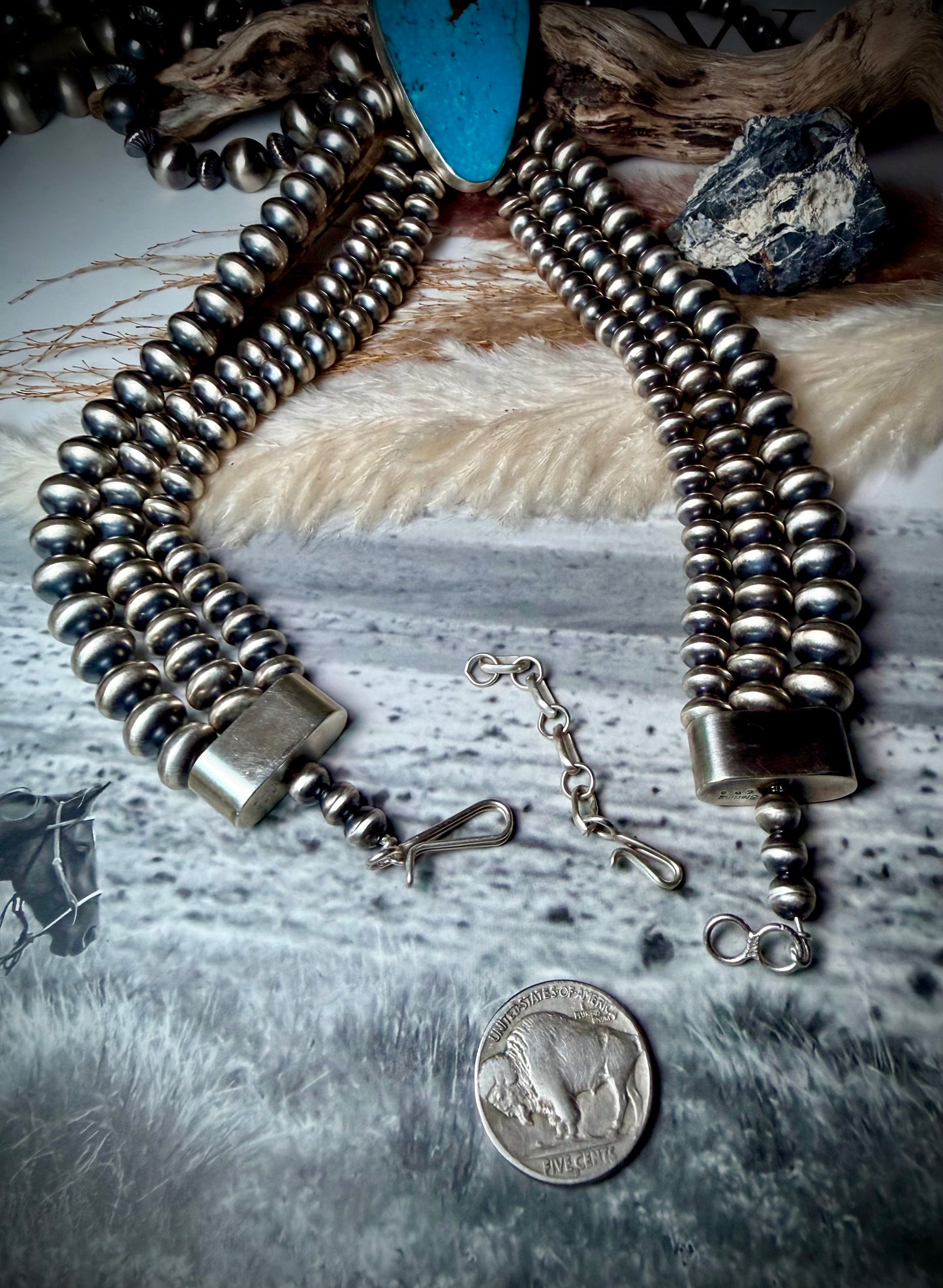 Ithaca Peak Turquoise & Sterling Silver Princess Necklace by Eugene Gruber & Bryannen Halwood