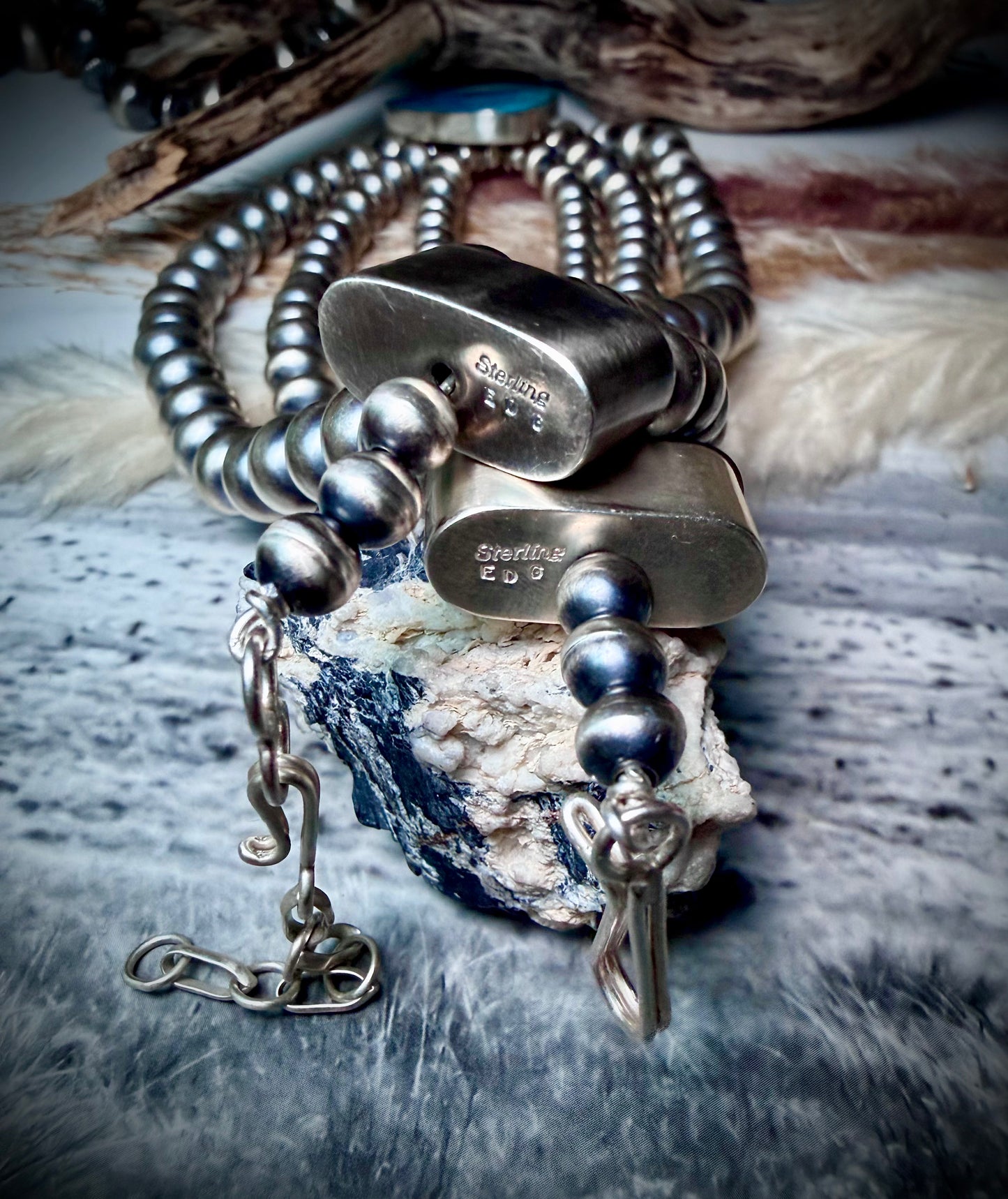 Ithaca Peak Turquoise & Sterling Silver Princess Necklace by Eugene Gruber & Bryannen Halwood