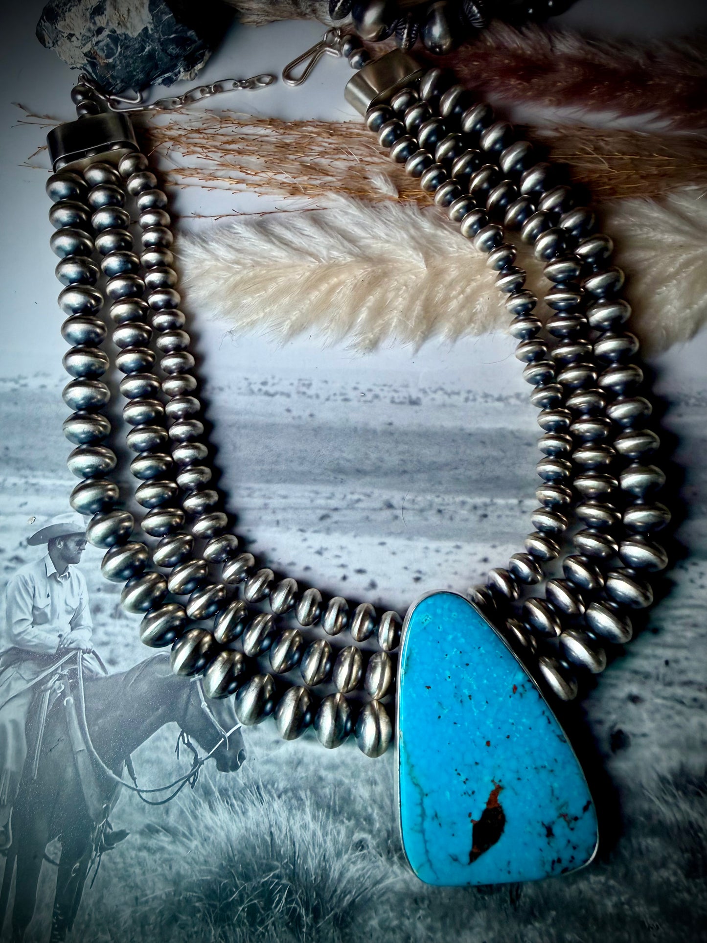 Ithaca Peak Turquoise & Sterling Silver Princess Necklace by Eugene Gruber & Bryannen Halwood