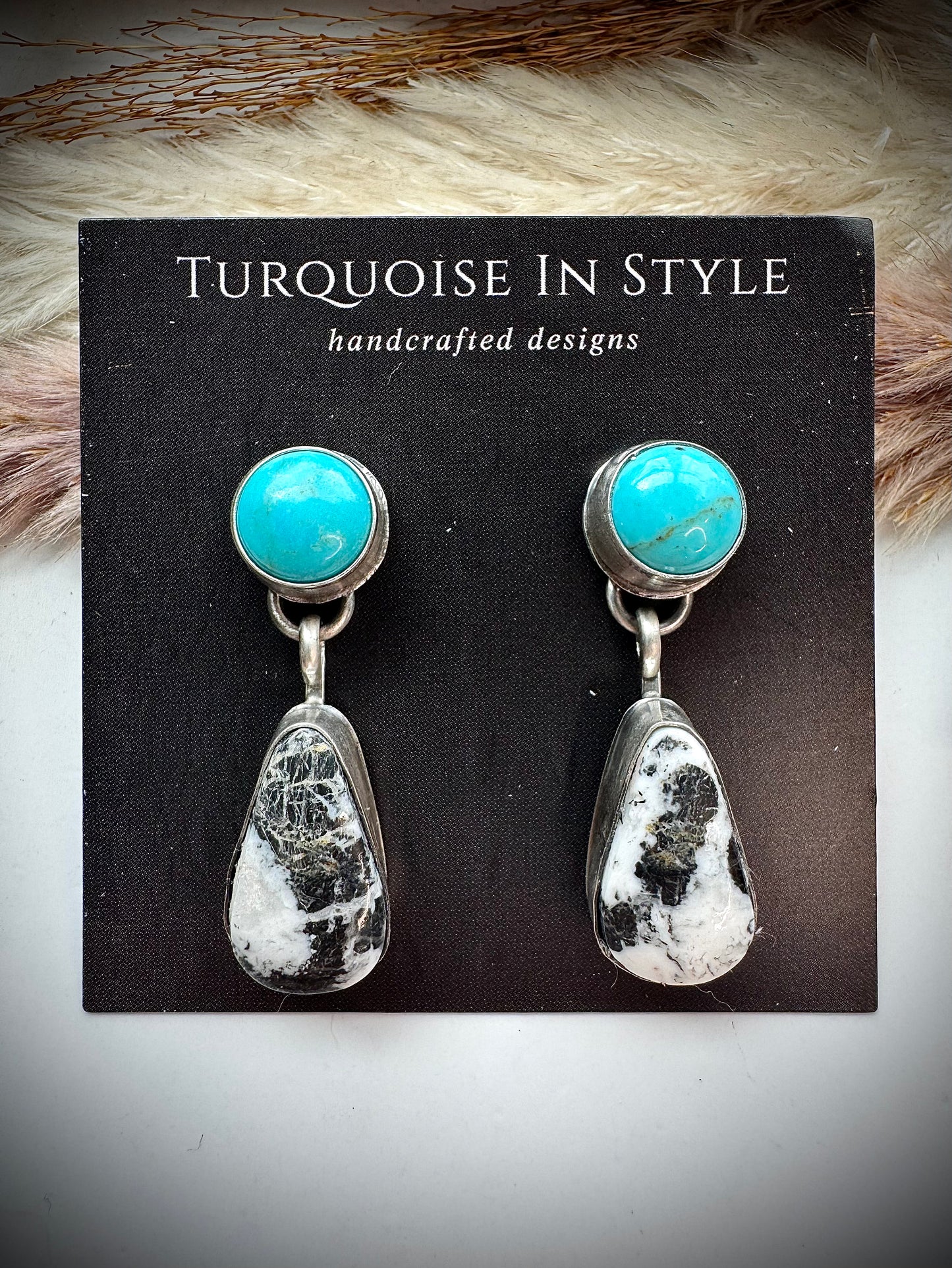 Turquoise & White Buffalo Earings