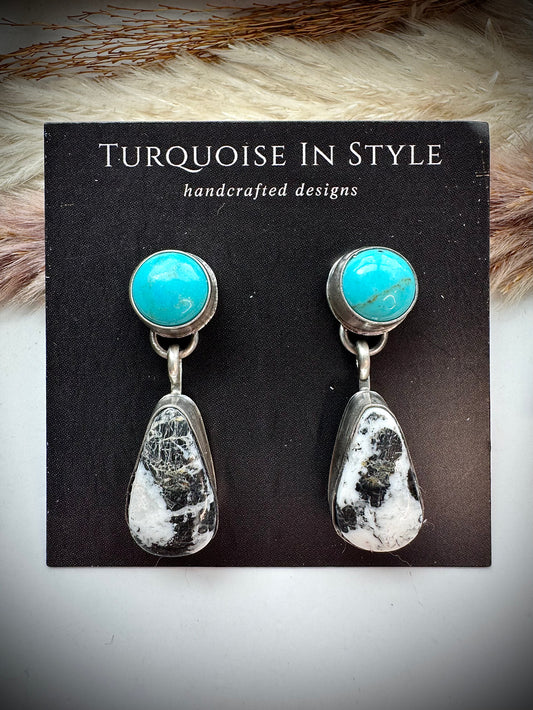 Turquoise & White Buffalo Earings