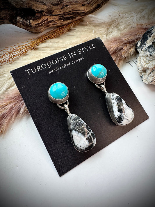 Turquoise & White Buffalo Earings