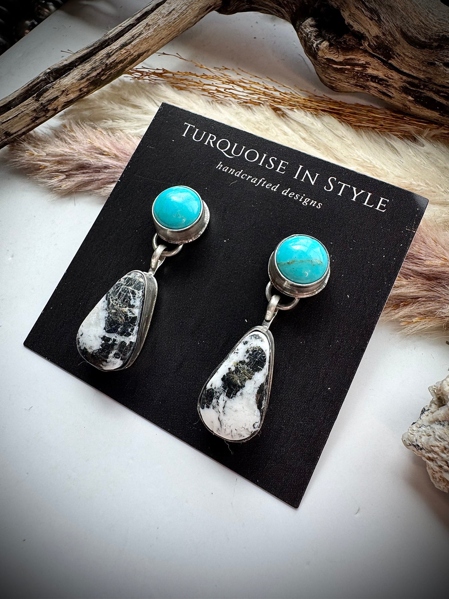Turquoise & White Buffalo Earings