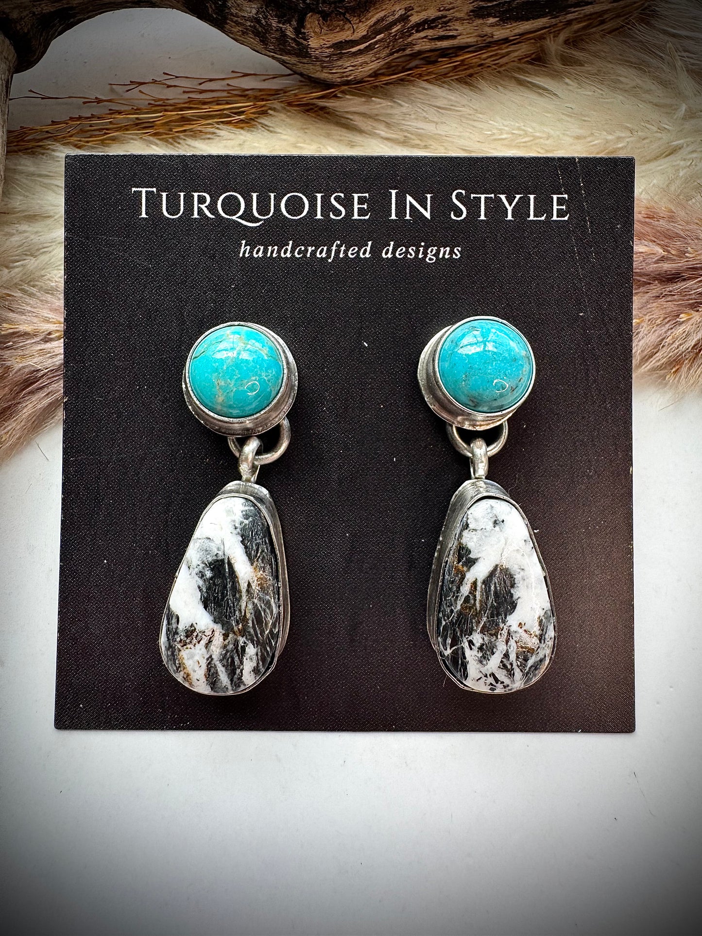 Turquoise & White Buffalo Earings
