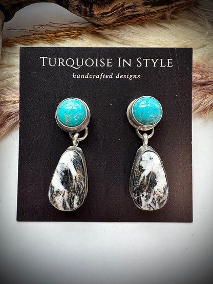 Turquoise & White Buffalo Earings
