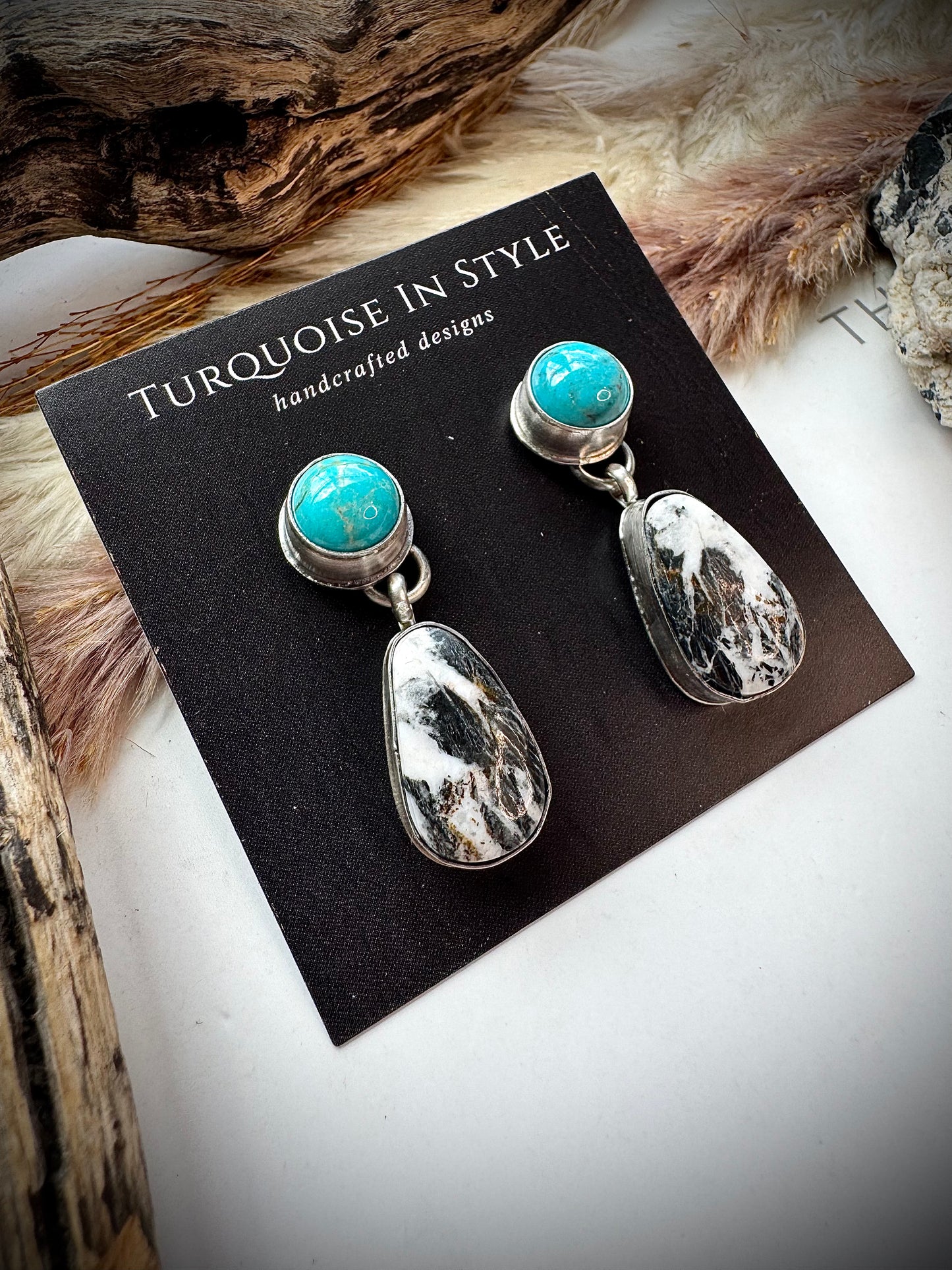 Turquoise & White Buffalo Earings