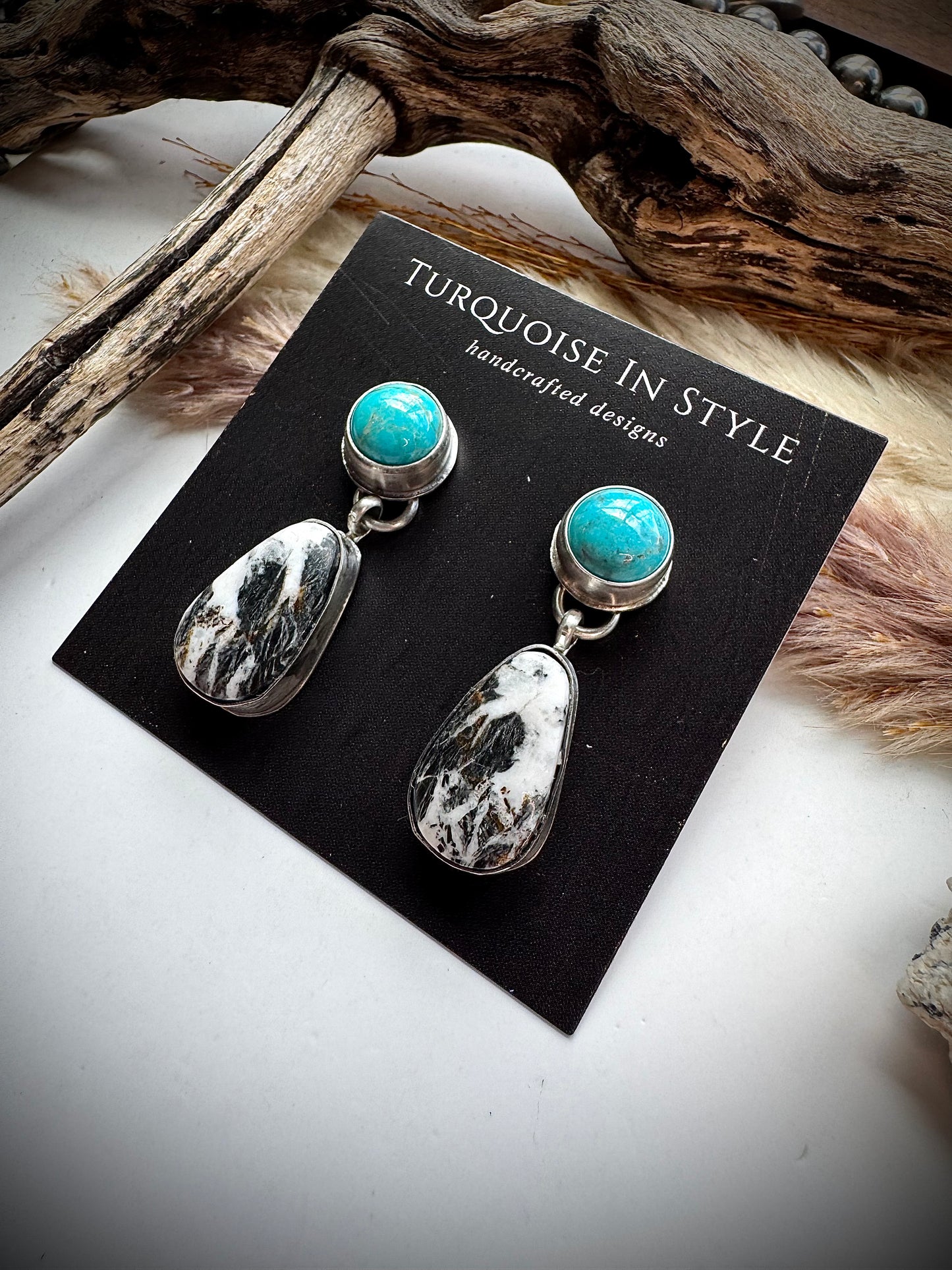 Turquoise & White Buffalo Earings