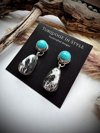 Turquoise & White Buffalo Earings