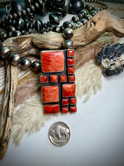 Red Spiny Squares Ring Size 8
