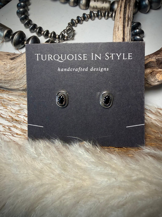 Black Onyx Studs by Roselene Joe