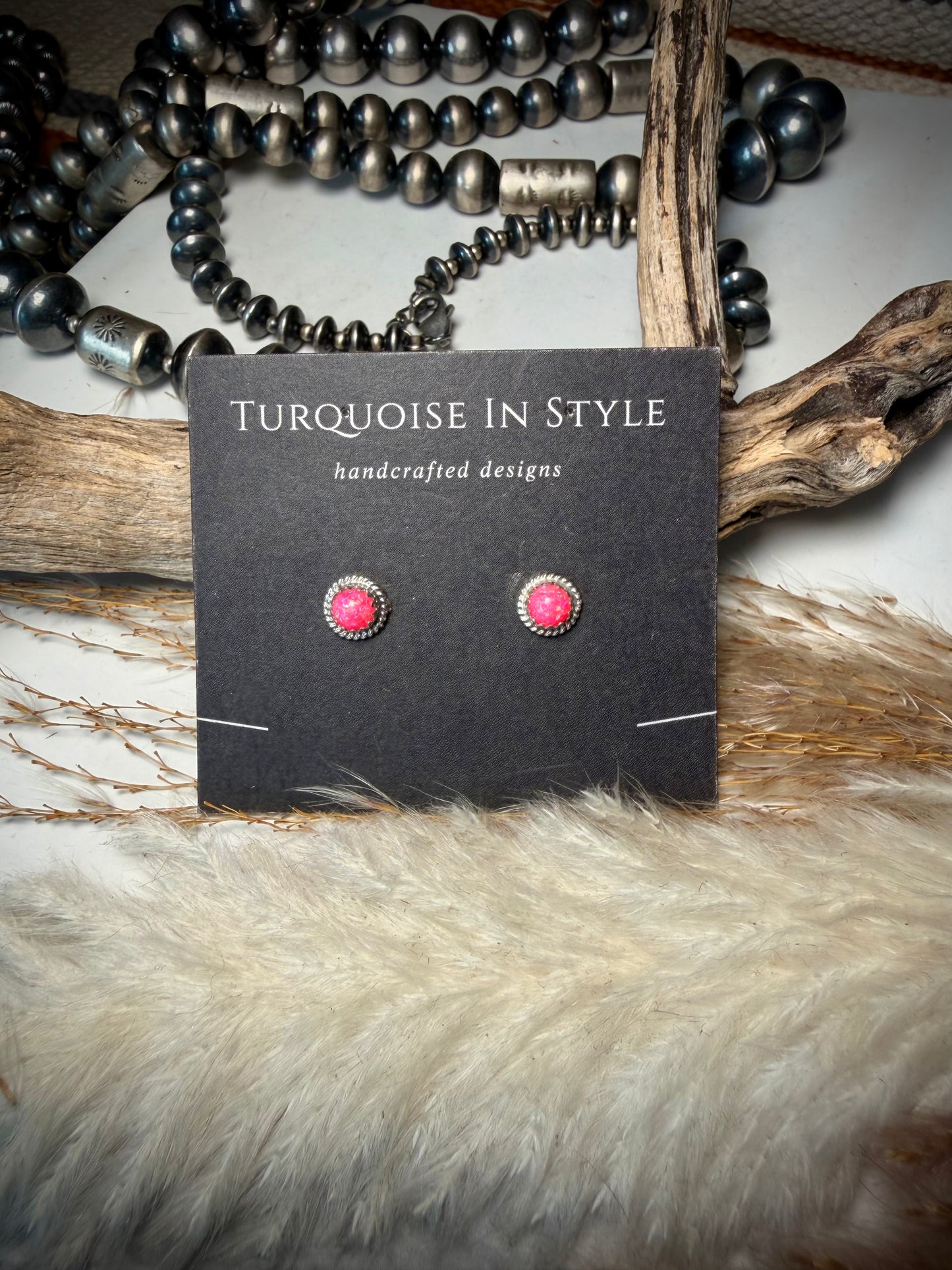 Pink Opal Studs