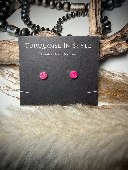 Pink Opal Dot Studs