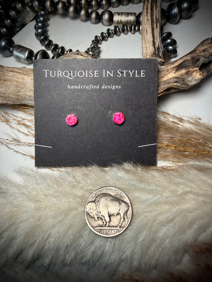 Pink Opal Dot Studs