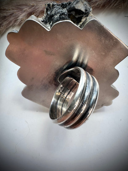Delbert Sacatero Sonoran Gold & Red Spiny Ring- Adjustable
