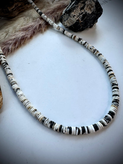 17" White Buffalo Heishi Necklace