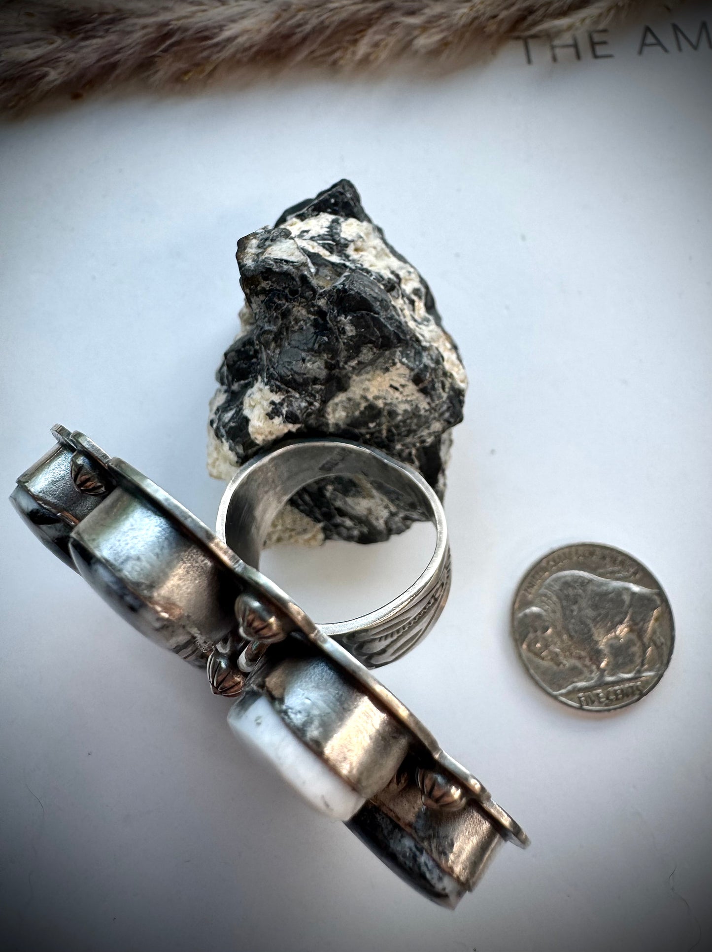 White Buffalo Cluster Ring- 9 1/2