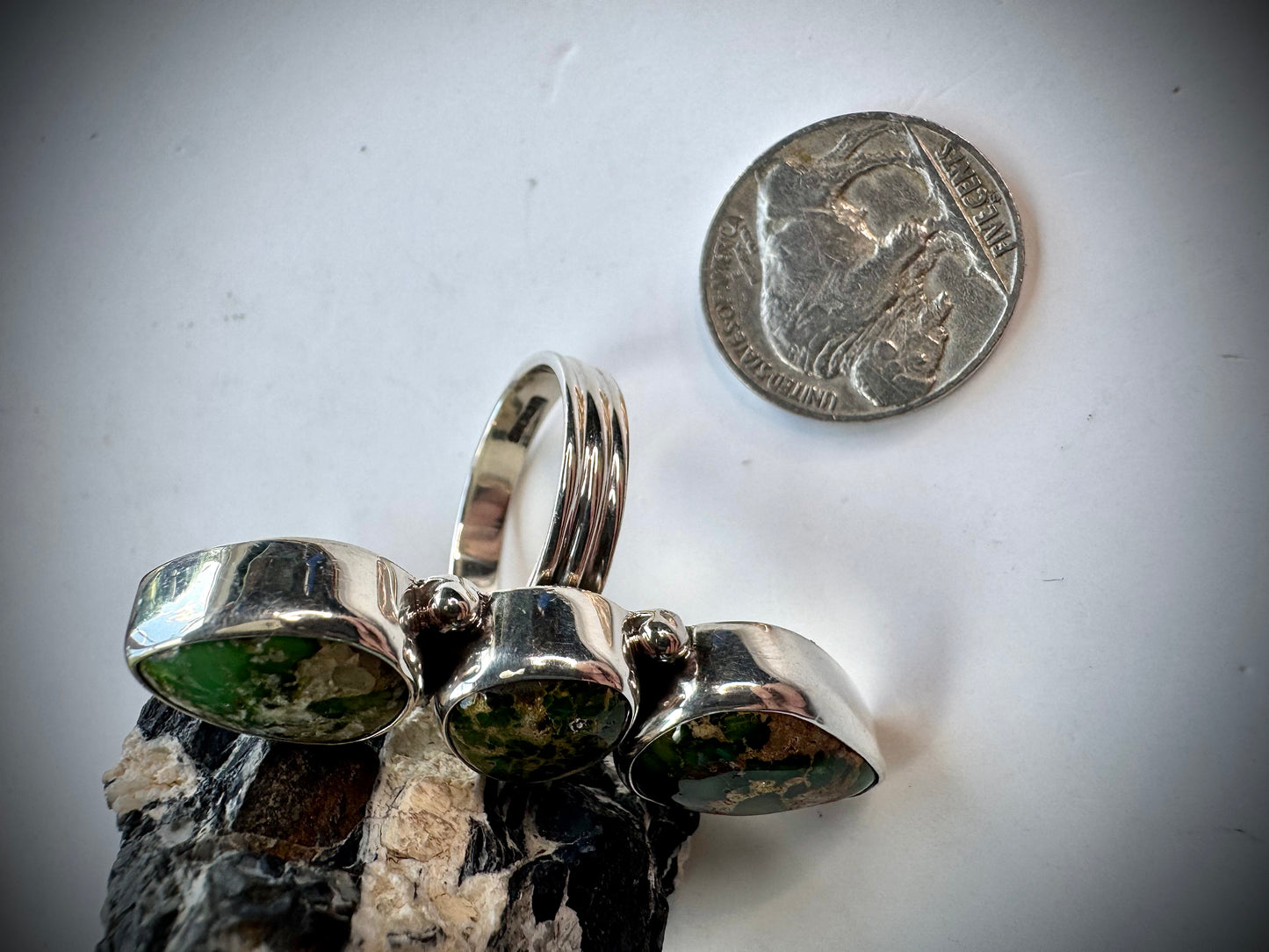 Three Stone Sonoran Gold Crawler Ring- Size 10