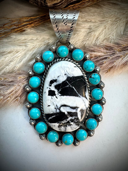 White Buffalo & Sleeping Beauty Pendant