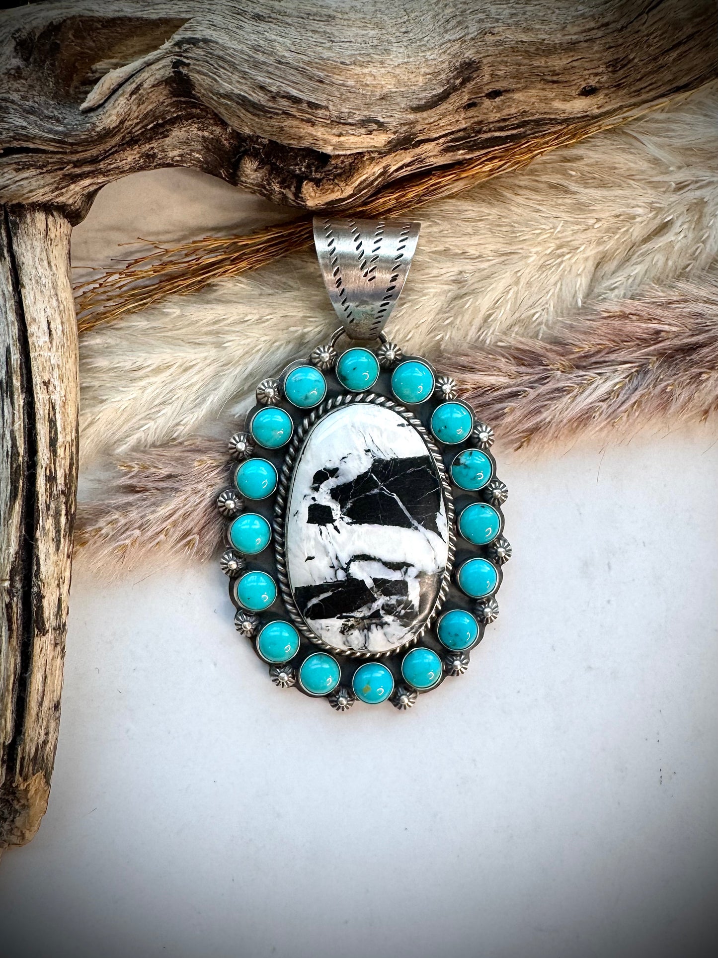 White Buffalo & Sleeping Beauty Pendant
