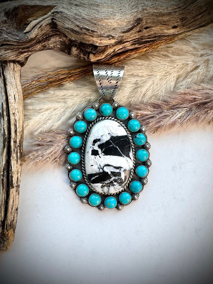 White Buffalo & Sleeping Beauty Pendant
