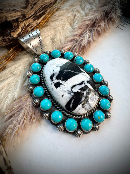 White Buffalo & Sleeping Beauty Pendant