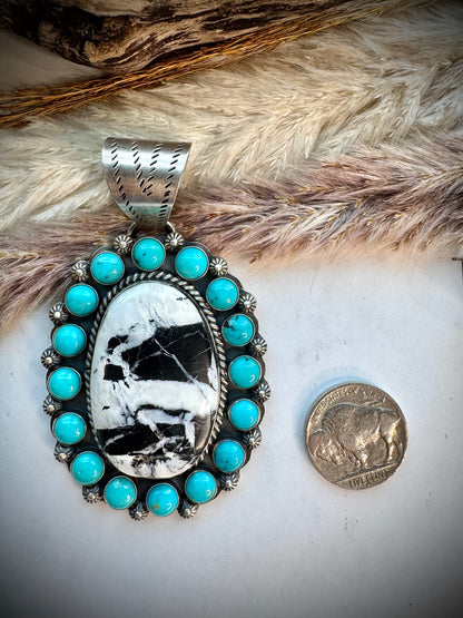White Buffalo & Sleeping Beauty Pendant