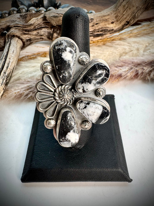 Adjustable White Buffalo Ring