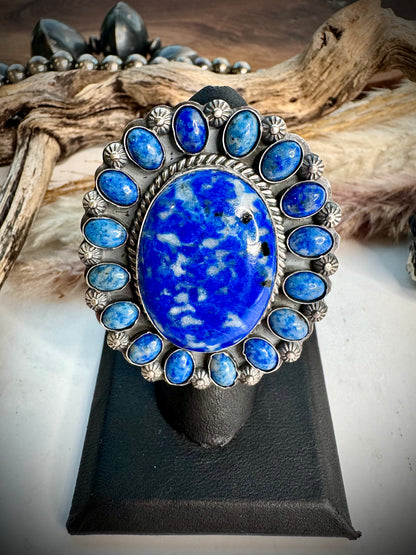 Denim Lapis Cluster Ring- Adjustable