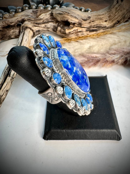 Denim Lapis Cluster Ring- Adjustable