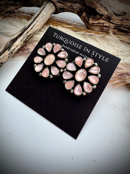 Pink Mother of Pearl Cluster Earings