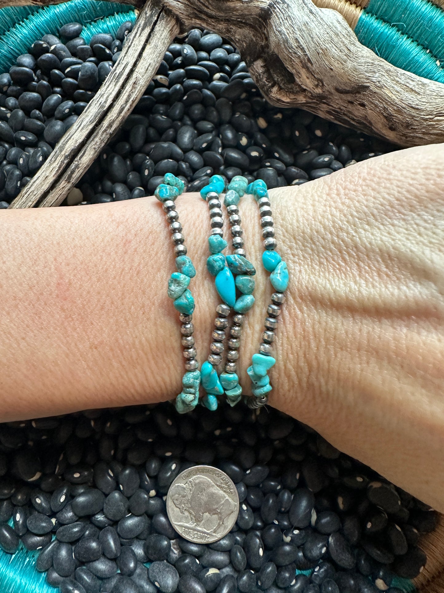 3mm & Turquoise Stretch Bracelet