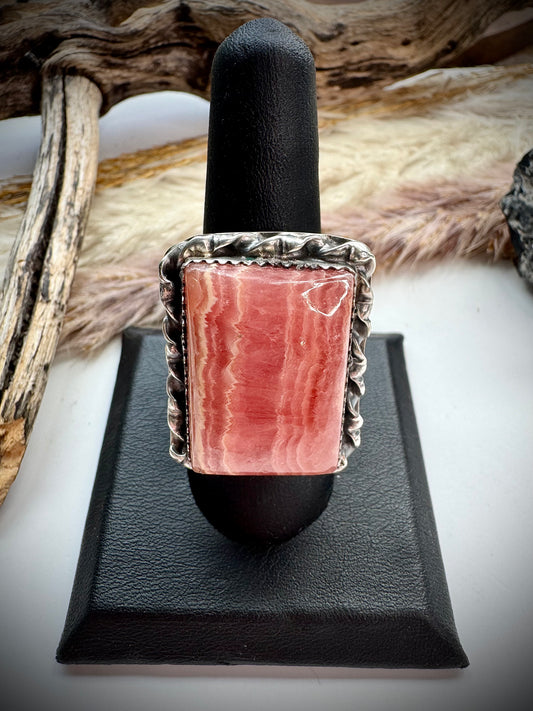 Adjustable Rhodocrosite Ring