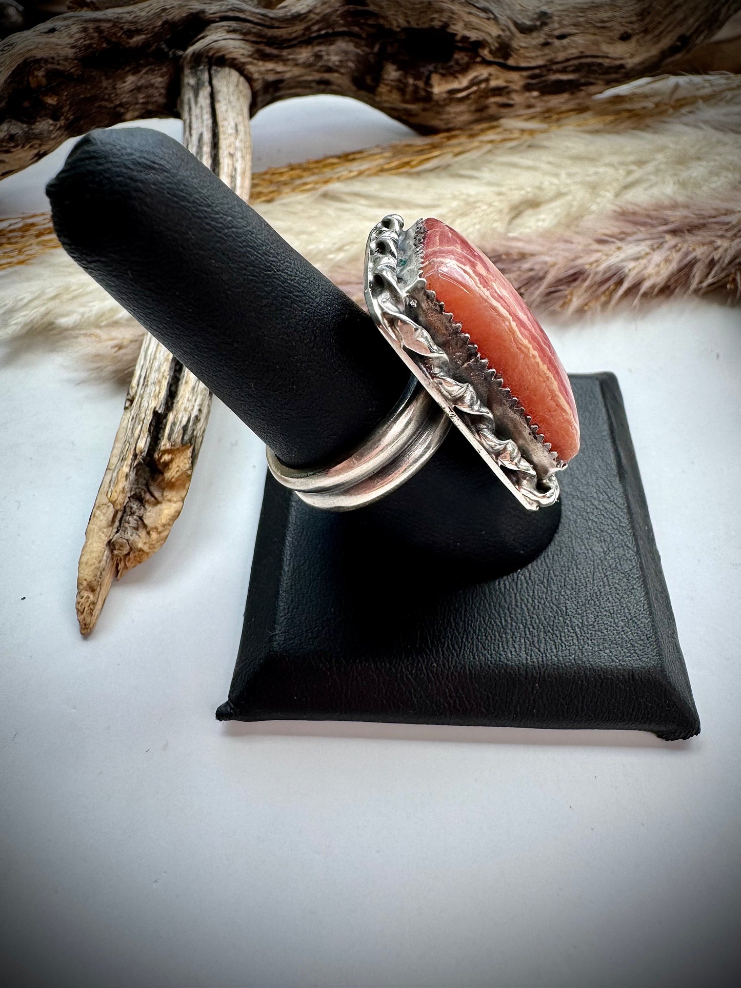 Adjustable Rhodocrosite Ring