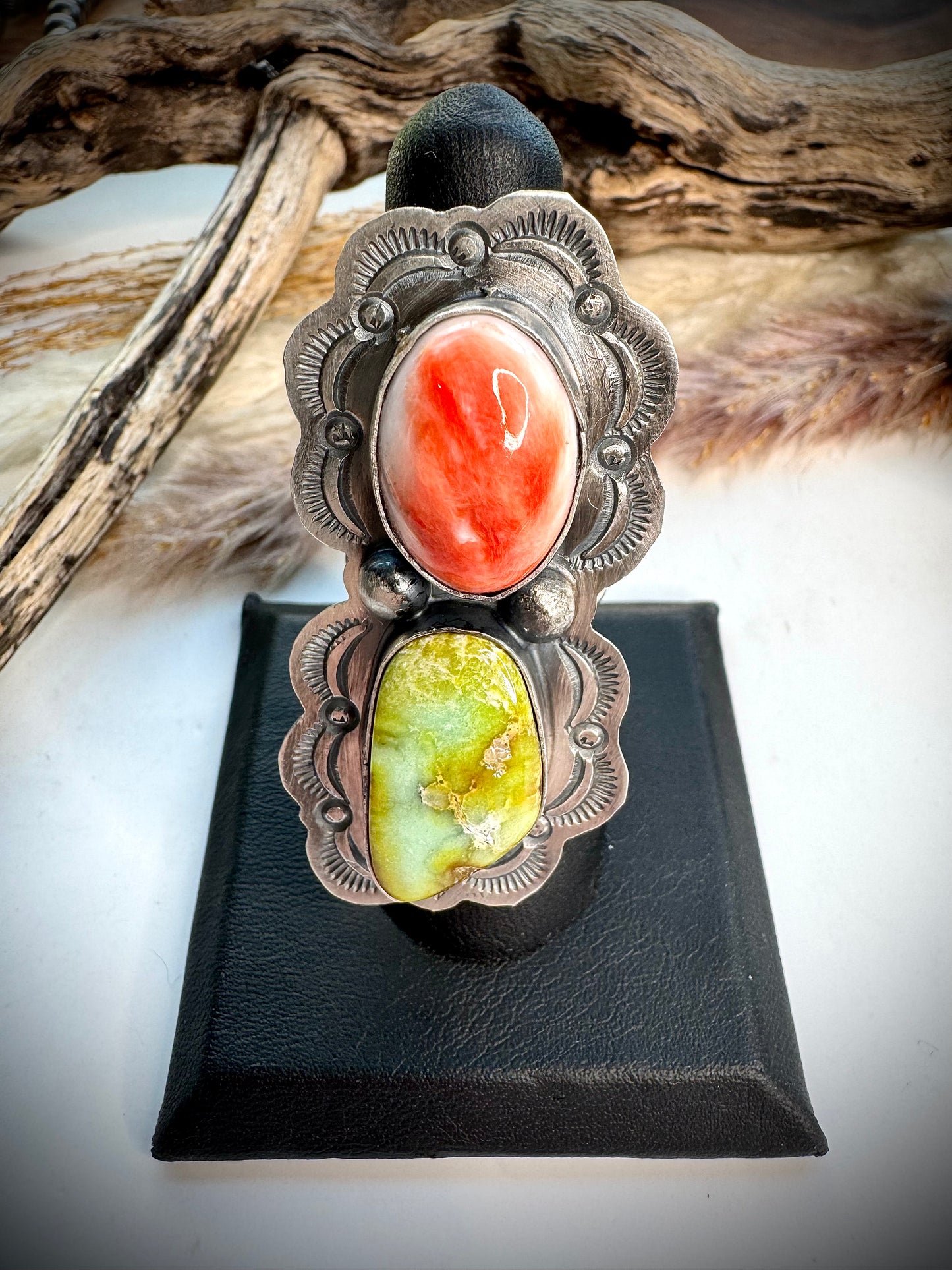Palomino & Red Spiny Ring- Adjustable
