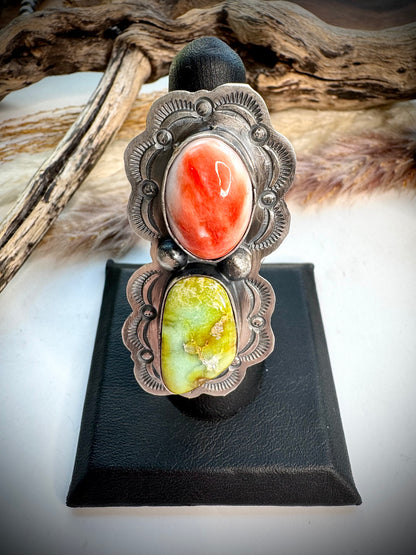 Palomino & Red Spiny Ring- Adjustable