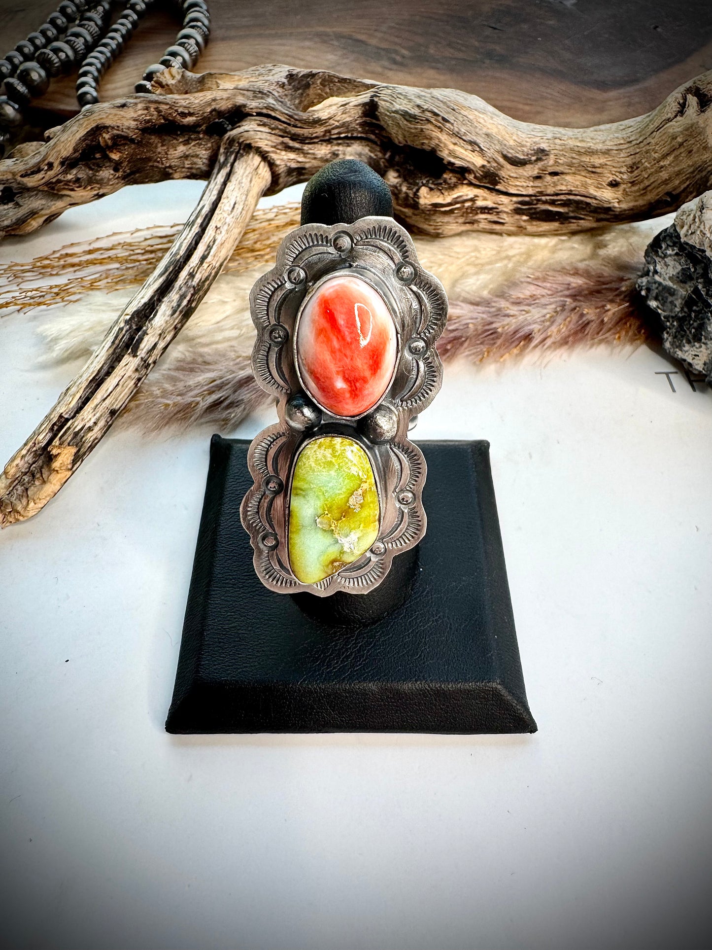 Palomino & Red Spiny Ring- Adjustable